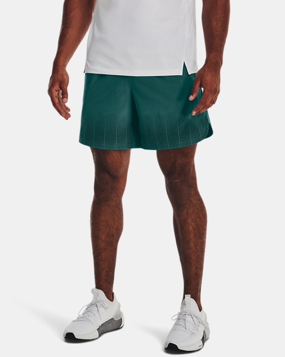 Men's UA ArmourPrint Peak Woven Shorts, Green, pdpMainDesktop image number 0